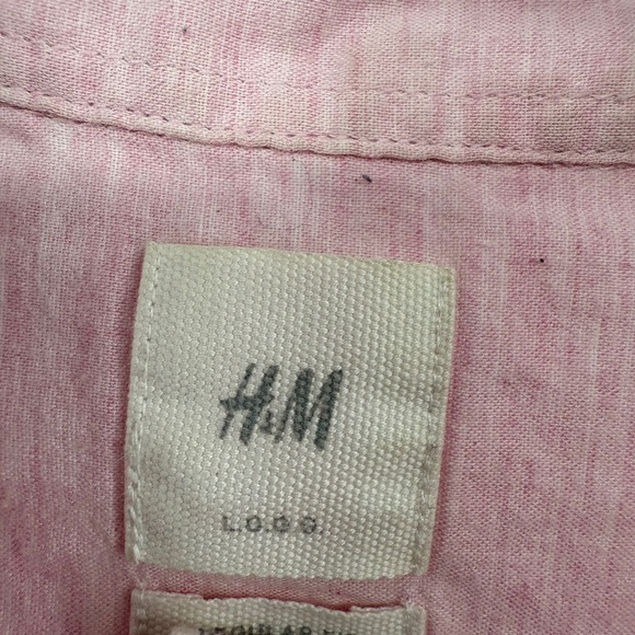 H&M LOGG Mens Pink Regular Fit Button Down Shirt Size Medium - Picture 3 of 7